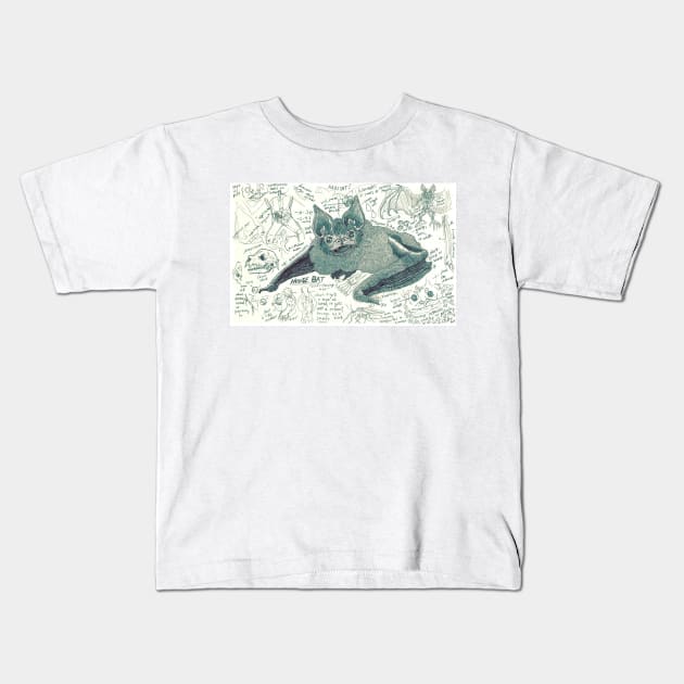 House Bat Study Kids T-Shirt by Ballyraven